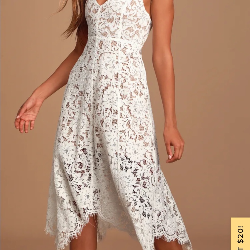 Top-rated Lulu’s white lace dress. Engagement, rehearsal, vacation dress